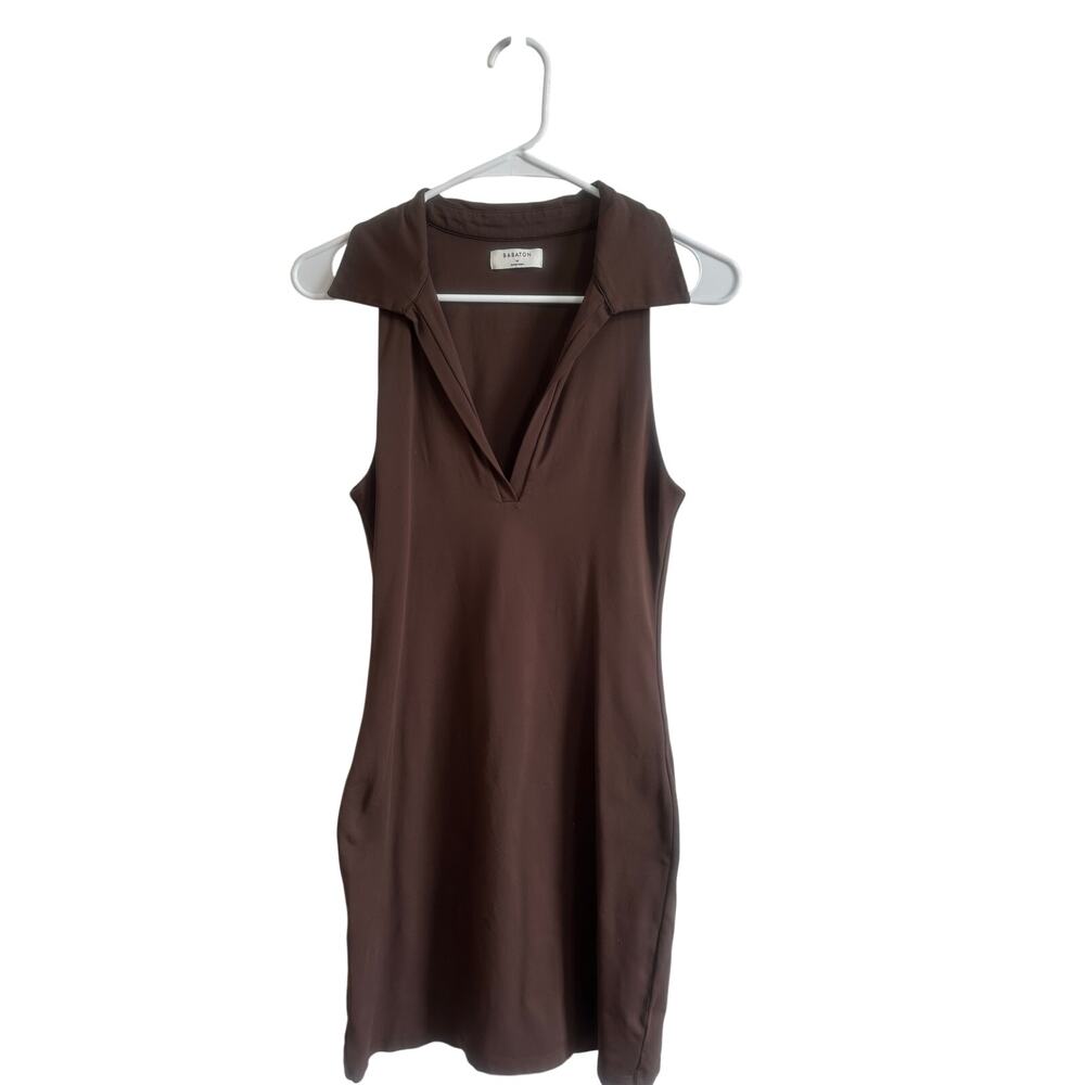 Aritzia Babaton Brown Polo Tank Dress Sz M Chocolate Brown Golf Maxi Nice!